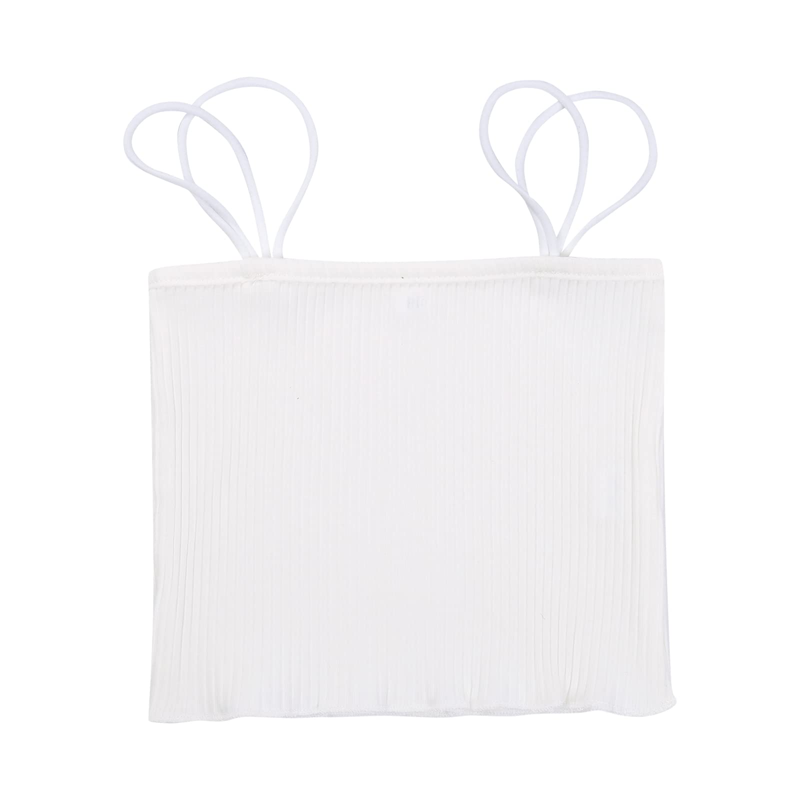 Toddler Baby Girl Ribbed Sleeveless Halter Tank Top - Spaghetti Strap Cami Top Solid Casual Summer Outfit for Playdates & Beach Wear