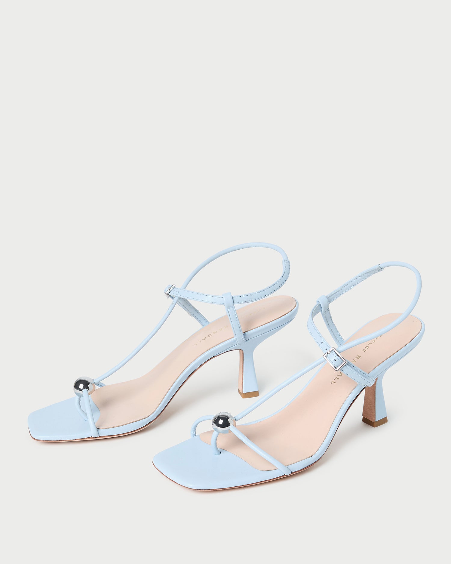 Triana Blue Leather Mid Heel Sandals for Women - Comfortable Dressy Summer Shoes for Weddings, Parties & Office Wear