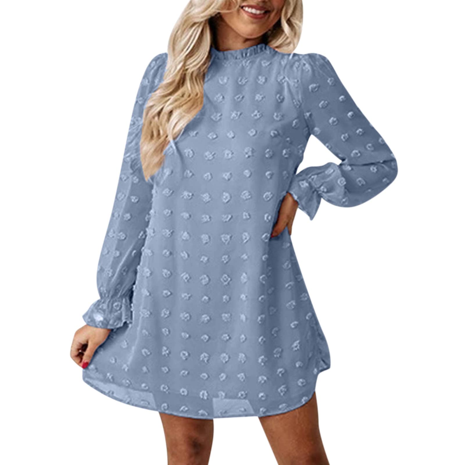 Women's Summer Casual Loose Bubble Sleeve Lace Collar Short Dress - Elegant Flowy Midi Dress for Beach, Party & Daily Wear
