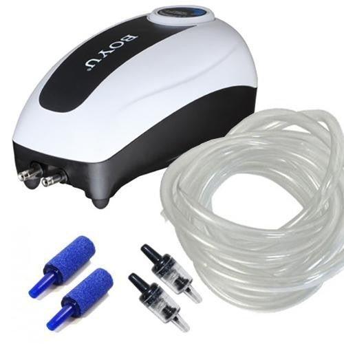 Boyu 210L/h Aquarium Air Pump with Dual Outlet - Quiet Oxygen Aerator for Fish Tank, Pond, Hydroponics - CJY 3500 KIT for Home, Office & Outdoor Use