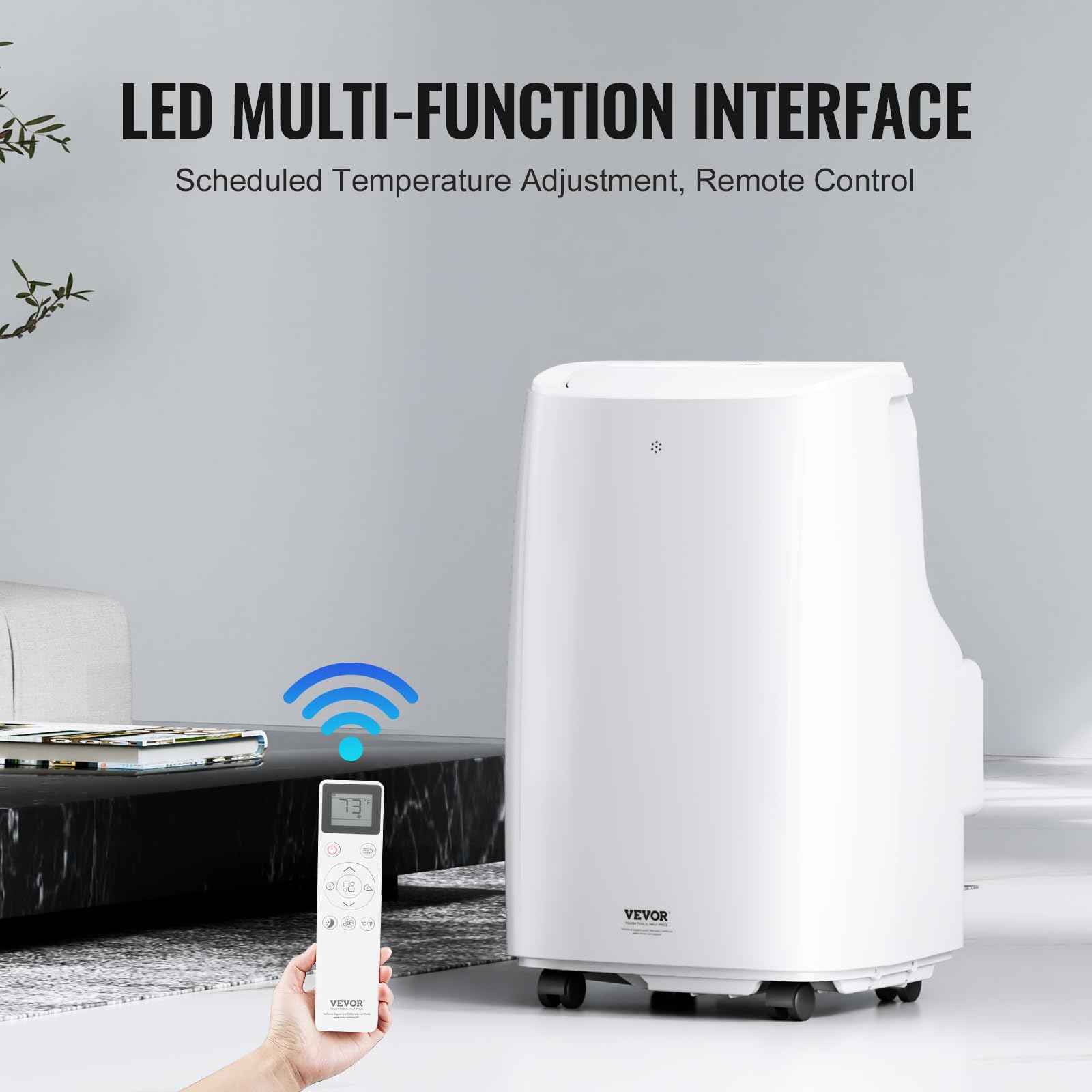 VEVOR 12,000 BTU Portable Air Conditioner - 3-in-1 Cooling, Dehumidifier & Fan for Rooms up to 550 sq.ft - Includes Remote & Window Kit - Perfect for Bedrooms, Living Rooms & Home Offices
