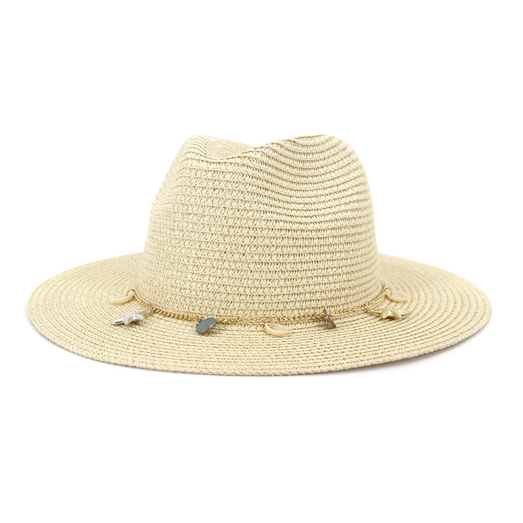 Breathable Straw Sun Hat for Women - Fashionable Wide Brim Panama Hat for Summer, Travel & Beach - Lightweight UV Protection Sun Cap in Beige - Perfect for Vacations, Outdoor Activities and Sunny Days