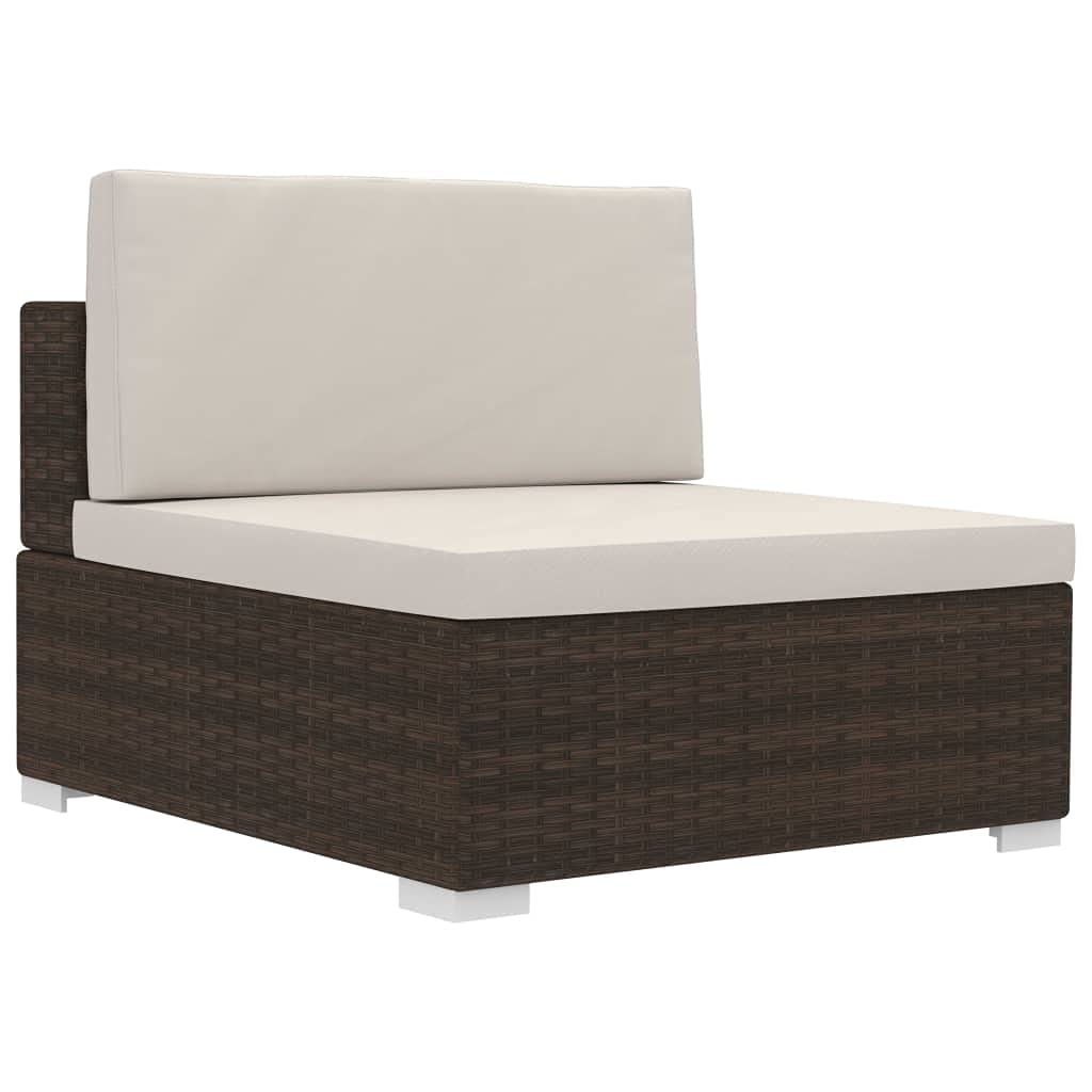 4-Piece Brown Poly Rattan Garden Sofa Set with Cushions - Outdoor Patio Sectional Lounge Furniture for Backyard, Poolside & Terrace Relaxation