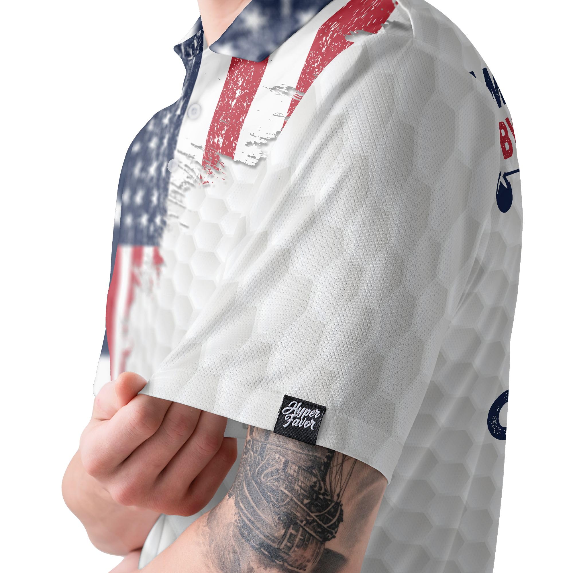 HYPERFAVOR Custom American Flag Golf Polo Shirts for Men - Breathable Short Sleeve Performance Shirt - Perfect for Golf Tournaments, Patriotic Events & Casual Wear