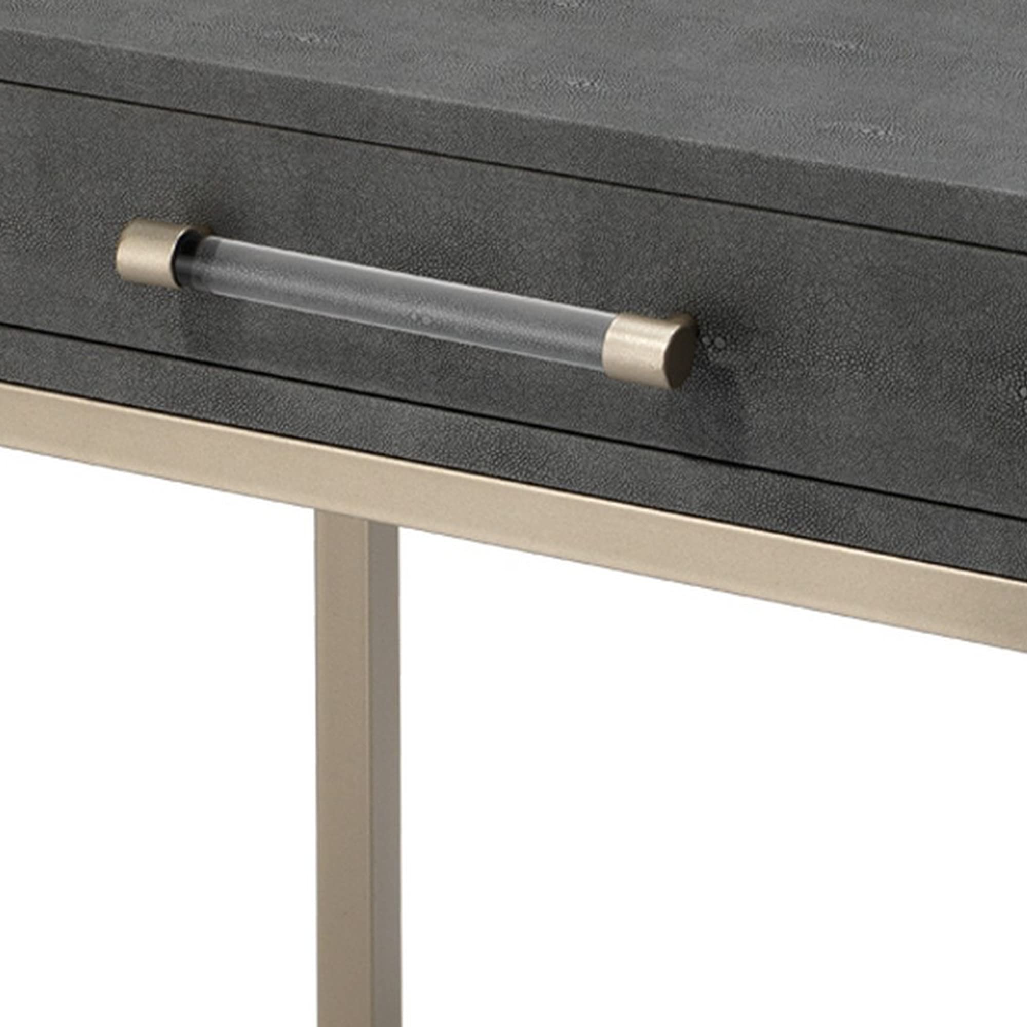 Benjara Modern Gray Side Table with One Drawer and Sturdy Metal Base - Perfect for Living Room, Bedroom or Office Accent Furniture