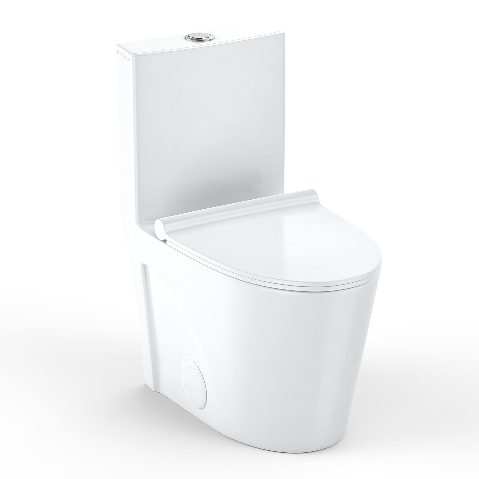 One Piece Elongated Toilet with Soft Closing Seat - Comfort Height, Dual Tornado Flush 1.6 GPF - Perfect for Modern Bathrooms, Small Spaces & Water-Efficient Homes