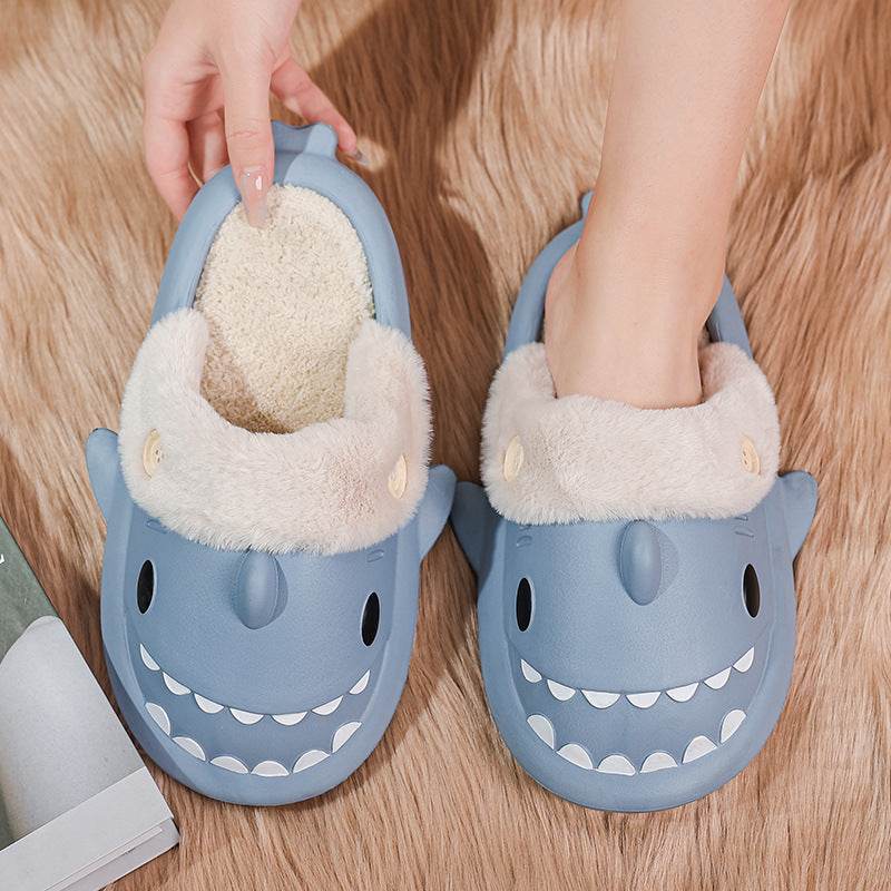 Kawaii Comfy Indoor Shark Slippers for Women & Men - Soft Plush House Shoes with Non-Slip Sole - Perfect for Home, Lounge, Dorm & Gift Giving