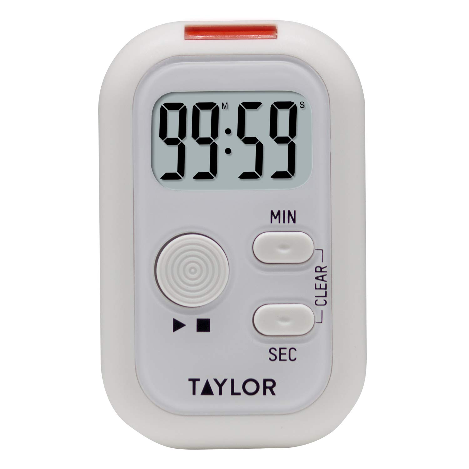 Taylor Multi-Alert Digital Timer with Sound, Light & Vibration - White Standard Size for Kitchen, Classroom & Office Use