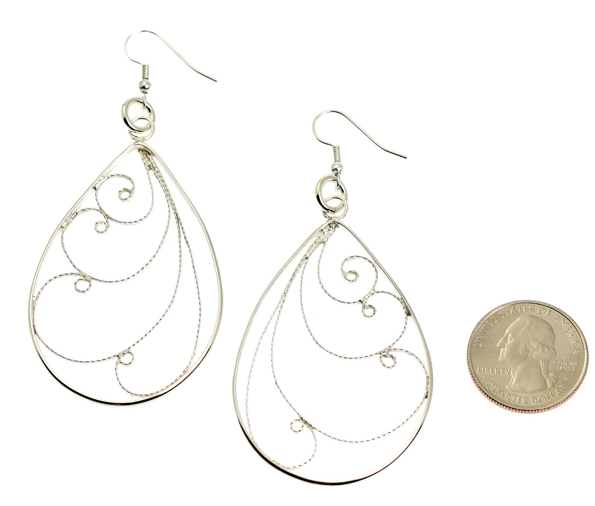 Exquisite Sterling Silver Filigree Scroll Earrings - Vintage Inspired Dangle Jewelry for Women | Perfect for Weddings, Parties & Special Occasions