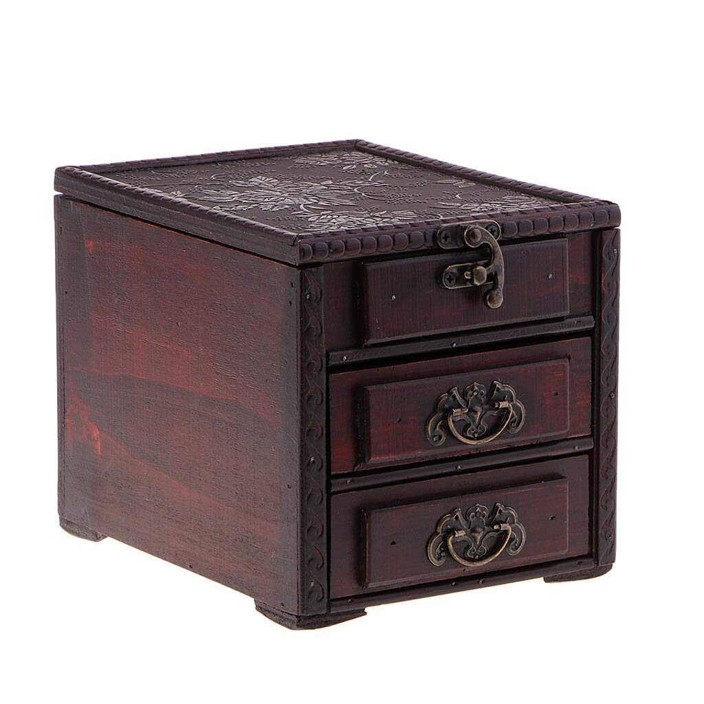 Vintage Wooden Jewelry Storage Box - Handcrafted Treasure Chest for Jewelry, Coins & Keepsakes - Home Decor & Organizer for Bedroom, Bathroom & Vanity