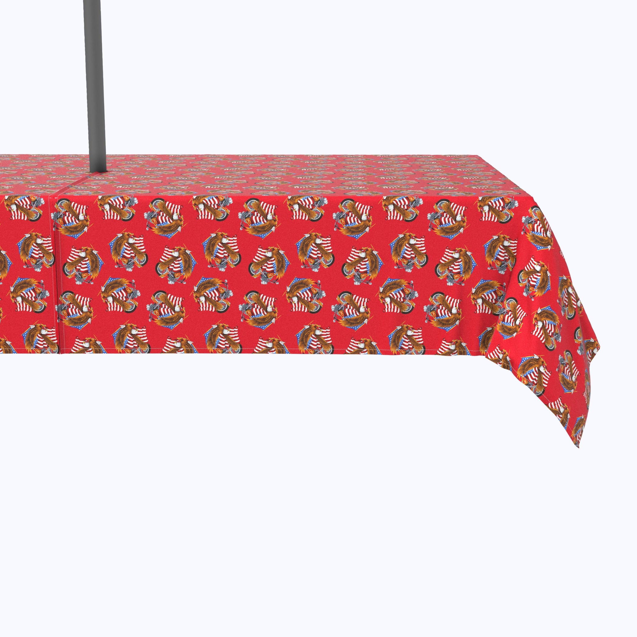American Bald Eagle & Motorcycle Red Outdoor Tablecloth - Patriotic Picnic Blanket for BBQ, Camping, and 4th of July Decor