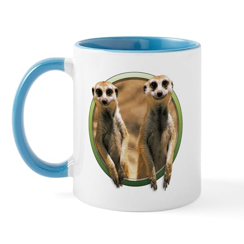 White/Blue Inside - Smiling Meerkats Mug