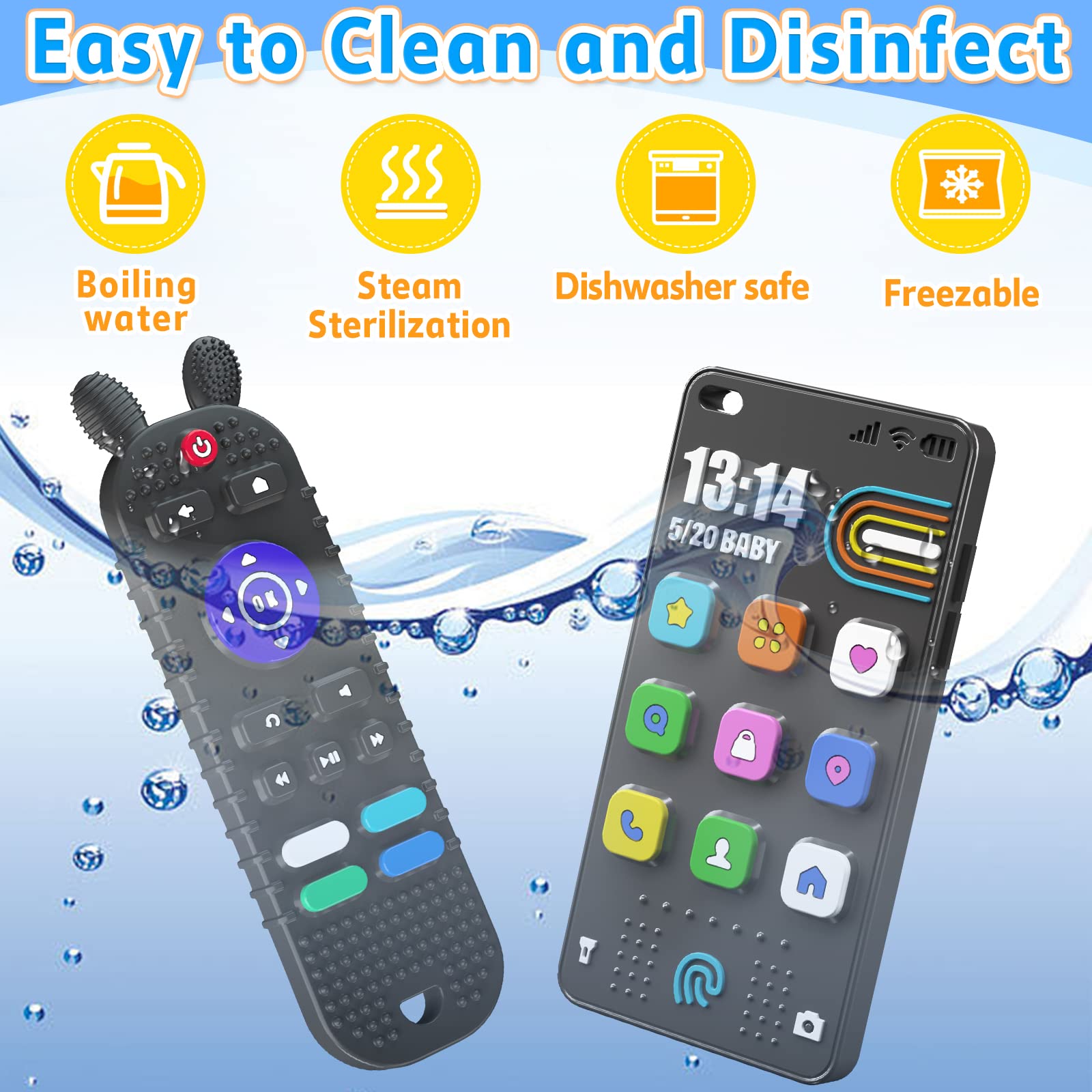 Soft Silicone Baby Teething Toys - TV Remote & Phone Shape Teethers for Infants 6-12 Months | Safe Chew Toys for Soothing Sore Gums | Perfect for Home, Travel & Daycare Use