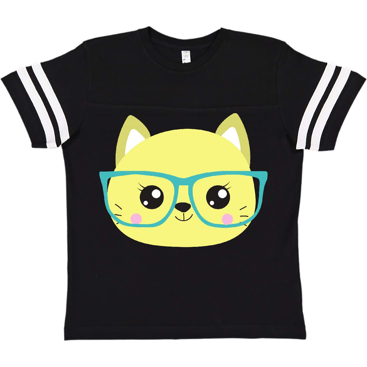 Inktastic Hipster Cat with Glasses - Cute Kitten Graphic Youth T-Shirt for Casual Wear & Cat Lovers