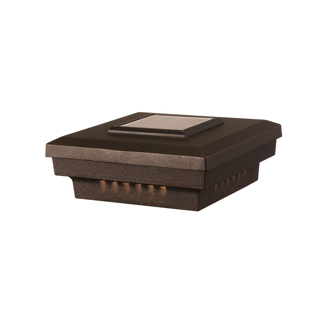 DEKOR Savvy Solar LED Post Cap Lights - Outdoor Lighting for Decks, Fences, Docks, Porches - Low Voltage, Oil Rubbed Bronze Finish, 5 1/8