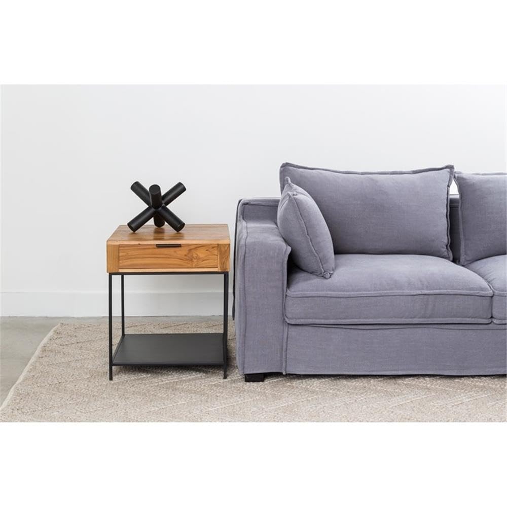 Moe's Home Collection Joliet Side Table - Modern Nightstand with Storage Shelf for Bedroom, Living Room, or Office - Compact End Table with Sturdy Metal Frame and Wooden Top