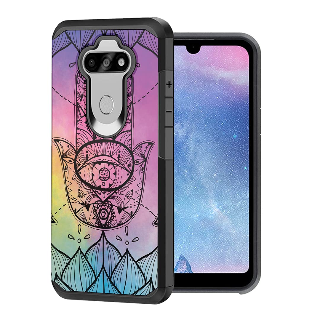 Slim Heavy Duty LG K31 Phone Case - Dual Layer Protection for Men & Women | Tracfone Straight Talk Compatible | Lotus Hamsa Design