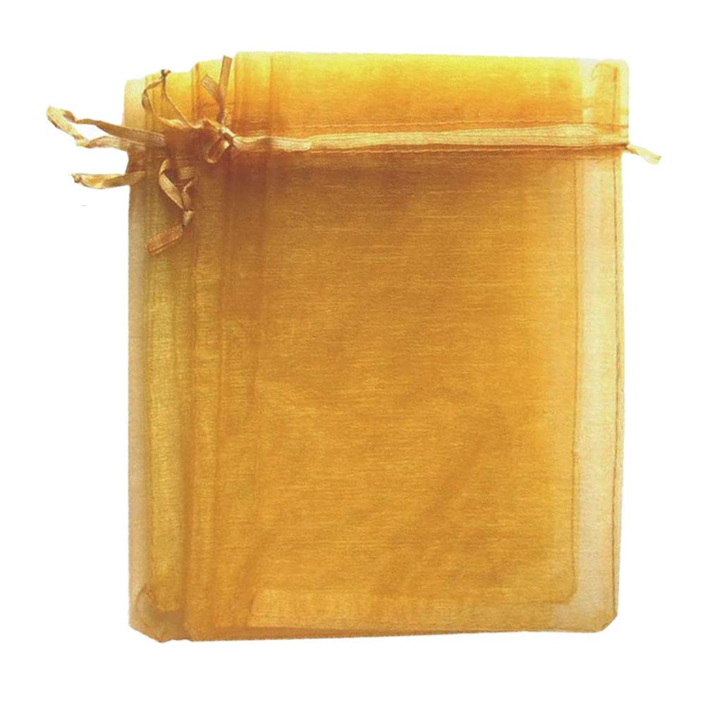100pcs 6x9 Inches Gold Sheer Organza Drawstring Gift Bags - Perfect for Wedding Favors, Christmas Party Treats, Candy Packaging & Special Occasion Gift Wrapping