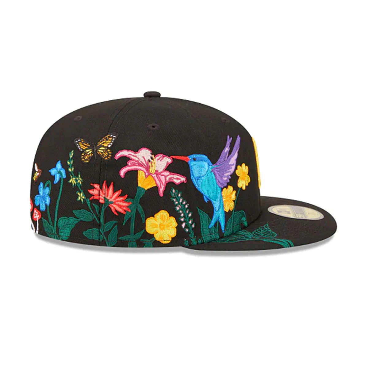 Pittsburgh Pirates Blooming Black 59FIFTY Fitted Hat for Men - Official MLB Baseball Cap for Sports Fans & Streetwear Fashion