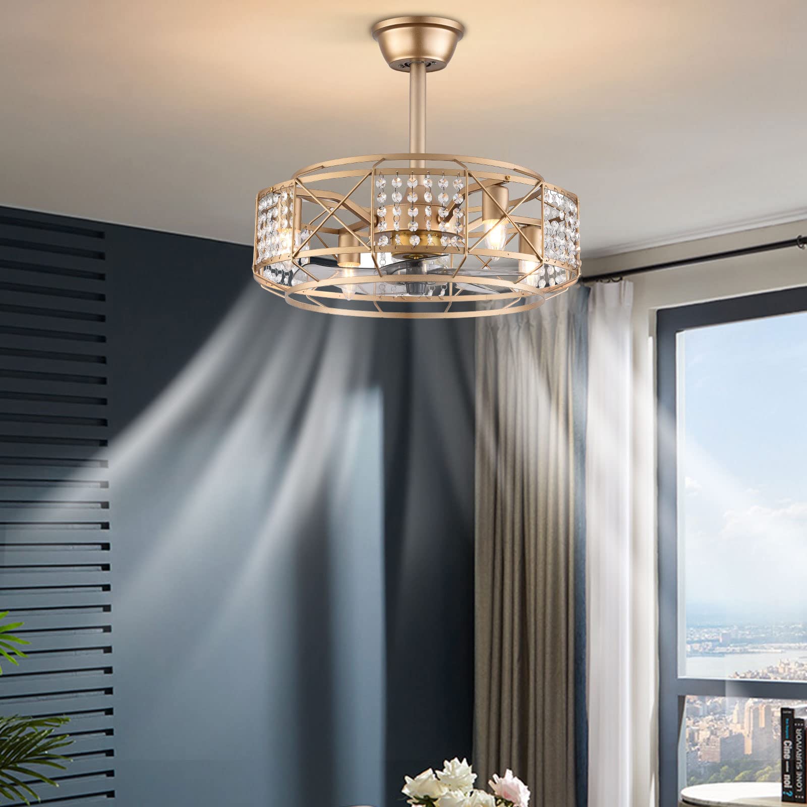 Industrial Ceiling Fan with Lights & Remote - 20