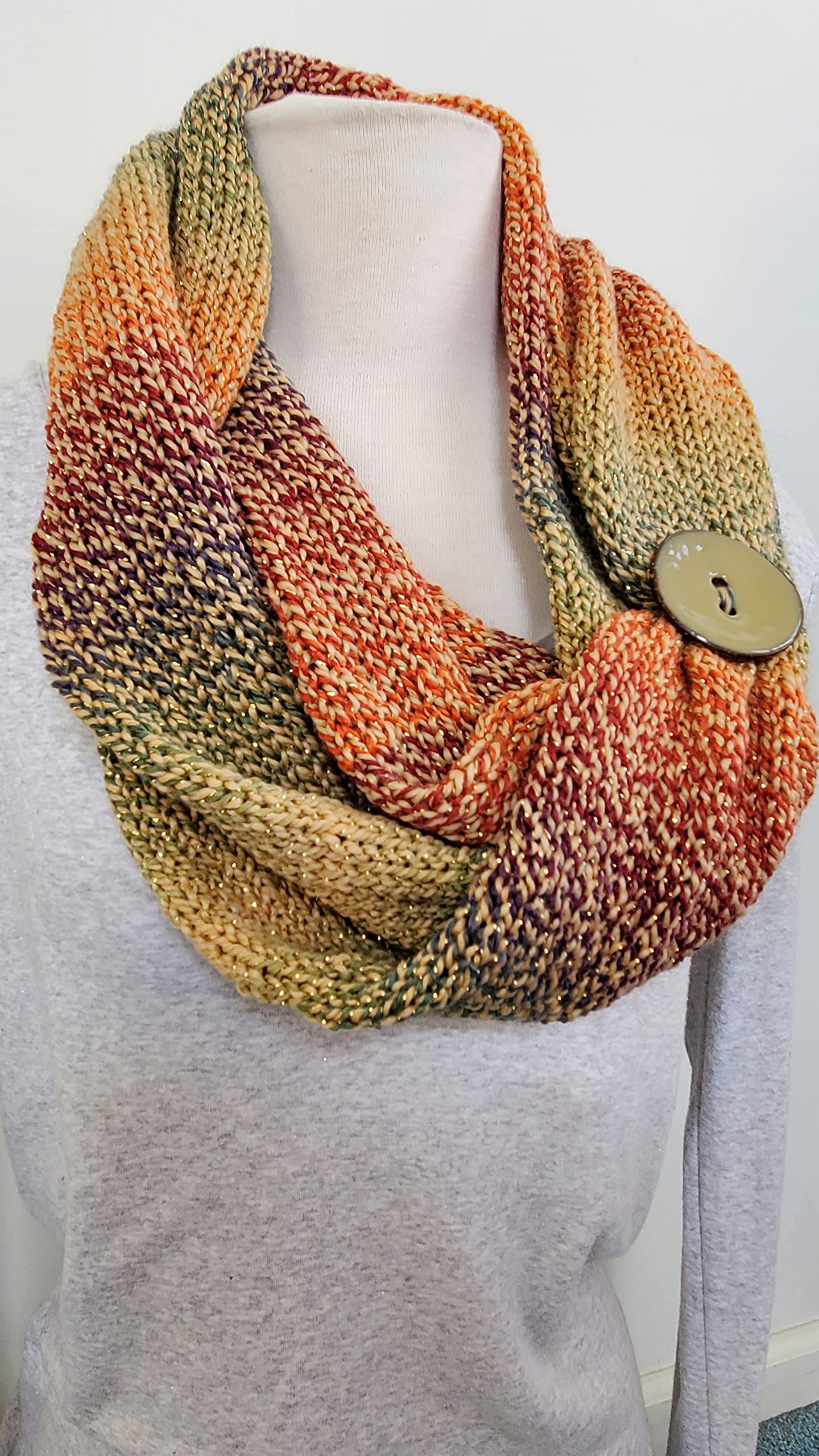 Hand Knit Infinity Scarf - Soft Warm Fashion Loop Scarf for Women - Perfect for Winter, Fall, Office & Casual Outfits
