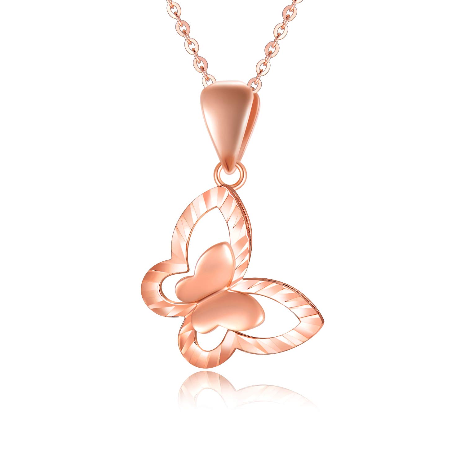 18K Solid Gold Butterfly Necklace for Women - Real Gold Chain with Butterfly Pendant - 16-18 Inch Adjustable Length - Perfect Anniversary & Birthday Gift for Her - Elegant Jewelry for Date Nights, Weddings & Special Occasions