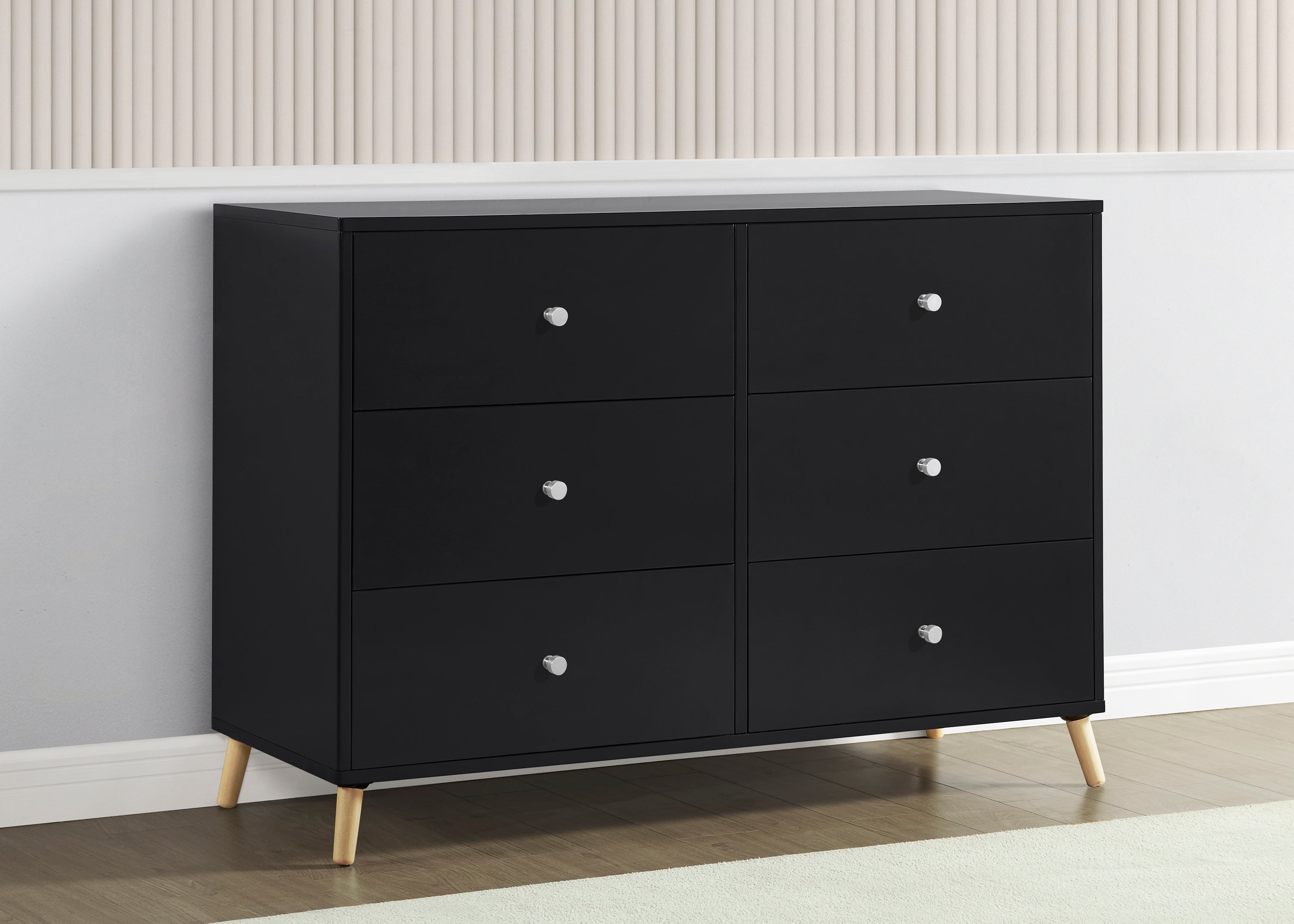 Jordan 6-Drawer Dresser with Interlocking Drawers - Sturdy Bedroom Storage Organizer for Clothes, Linens & Accessories - Perfect for Master Bedroom, Guest Room & Dormitory