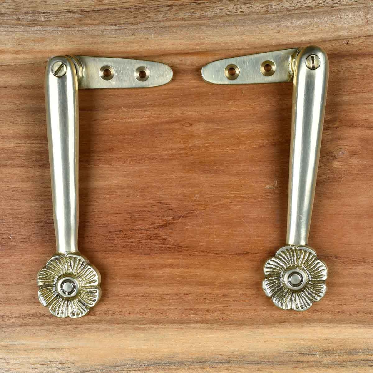 Renovators Supply 5-Inch Brass Floral Carpet Stair Clips - Pack of 13 for Securing Rugs on Stairs | Home Decor & Stair Safety Accessories