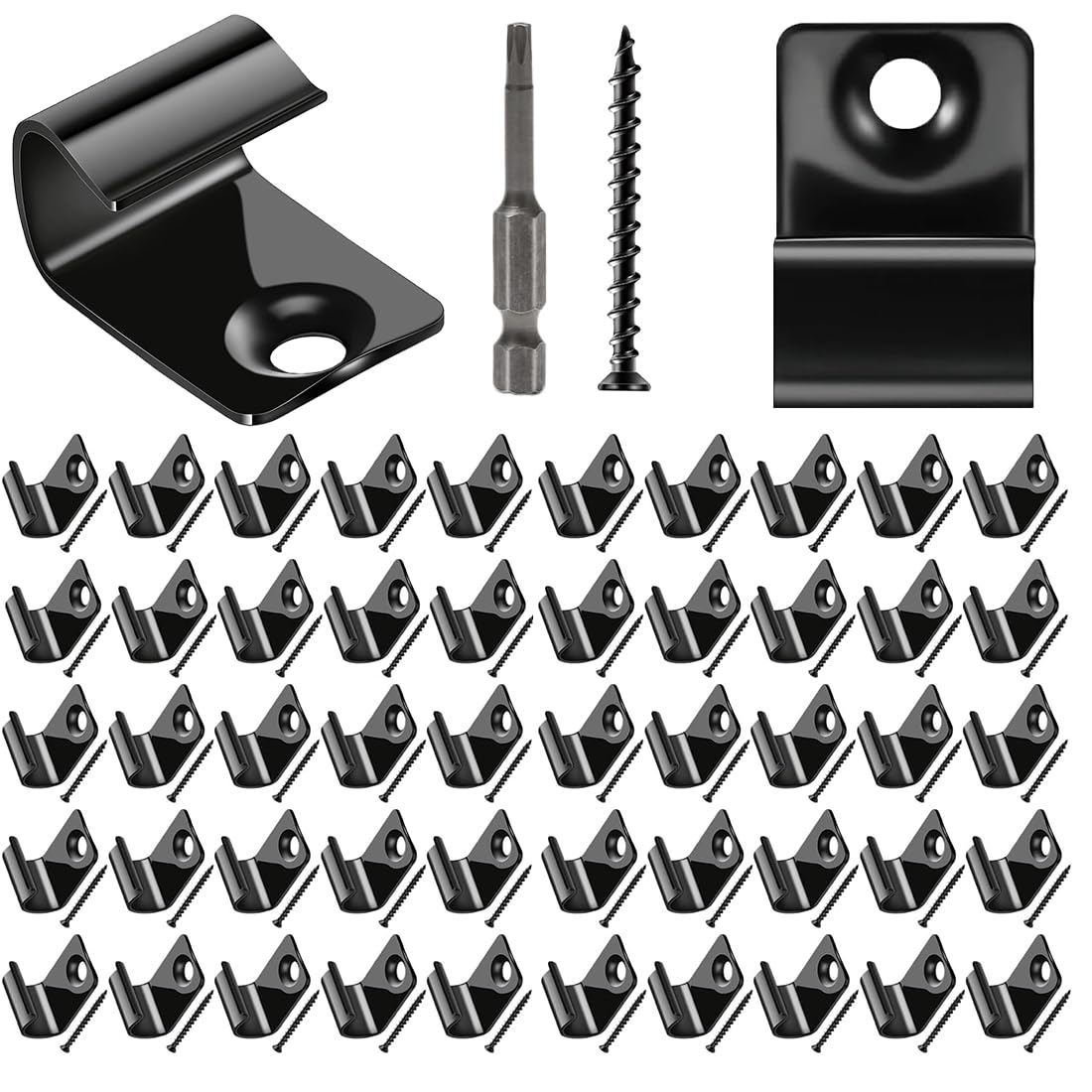 50Pcs Stainless Steel Decking Starter Clips with Screws & Driver Bits - Universal Composite Deck Fasteners for Secure & Easy Installation | Perfect for DIY Deck Building, Patio Renovation & Outdoor Projects