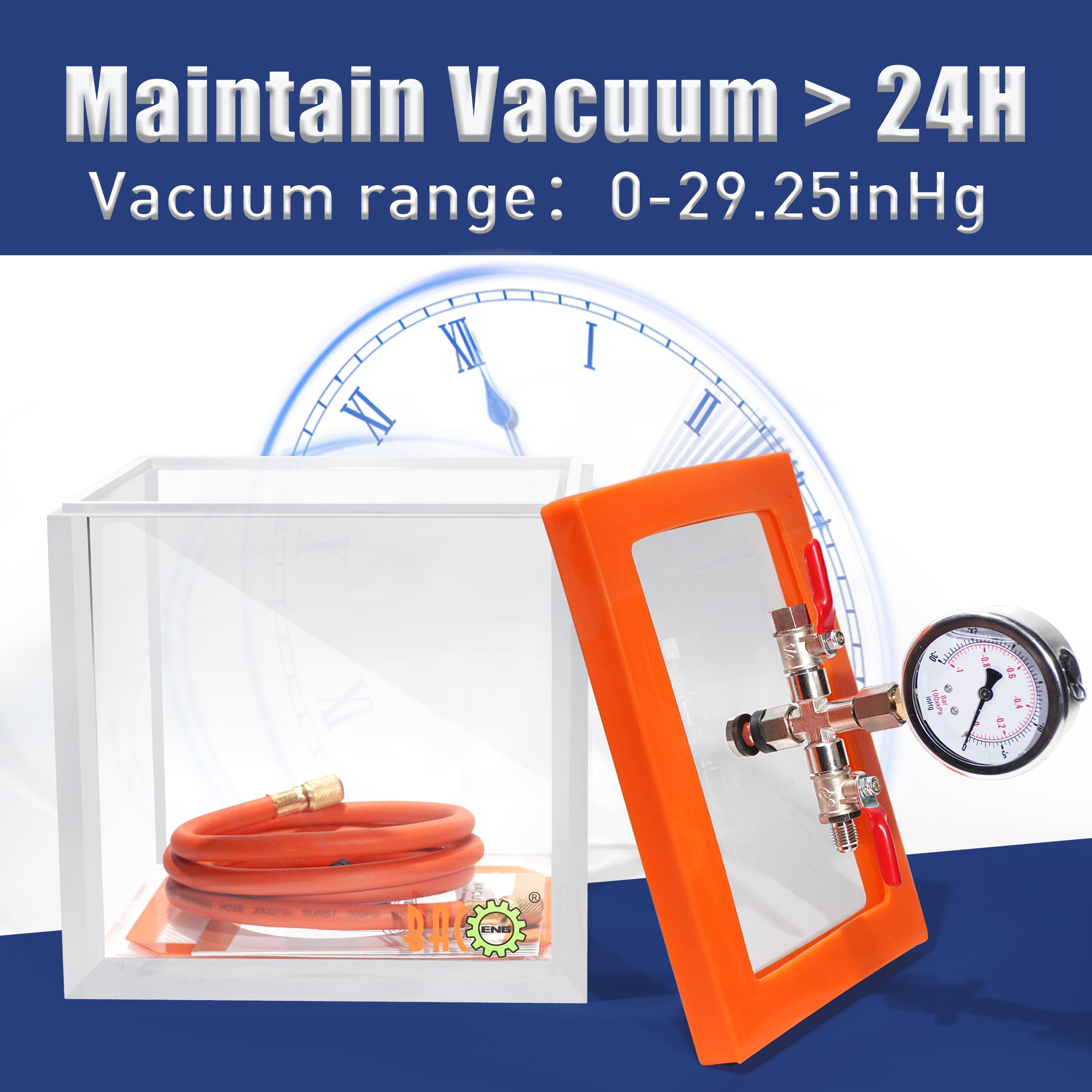 BACOENG 2 Gallon Vacuum Chamber Kit - Acrylic Degassing Chamber for Resin, Silicone & Epoxy - Perfect for DIY Crafts, Jewelry Making, and Mold Casting Projects