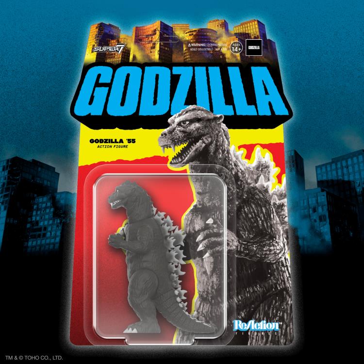 Toho ReAction Godzilla (1955 Grayscale Version) Collectible Action Figure - Perfect for Movie Fans, Display & Toy Collectors