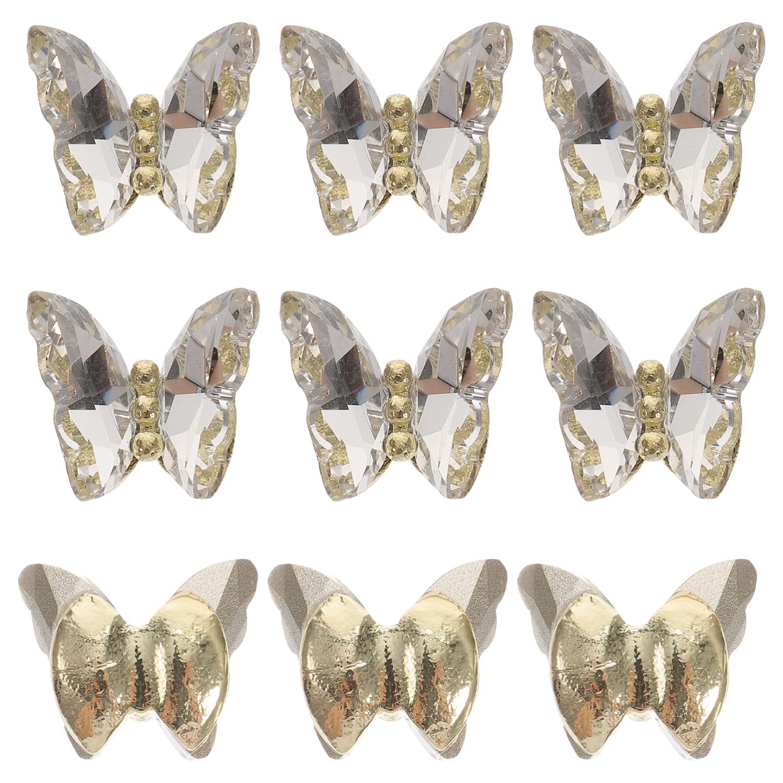 FRCOLOR 10pcs Butterfly Nail Art Rhinestones - DIY Nail Decorations Charms for Manicure & Nail Art Accessories - Perfect for Parties, Weddings, and Salon Nail Designs