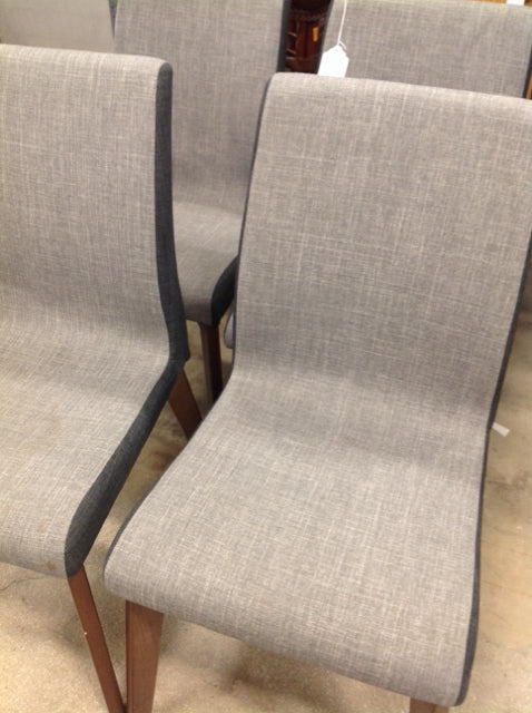 Set of 4 Modern Grey Fabric & Wood Dining Chairs - Sturdy Wooden Frame with Soft Upholstered Seat - Perfect for Dining Room, Kitchen, or Home Office
