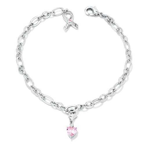 Pink Ribbon Charm Bracelet for Breast Cancer Awareness - Inspirational Support Jewelry for Survivors & Loved Ones | Wear for Fundraisers, Walks & Everyday Hope