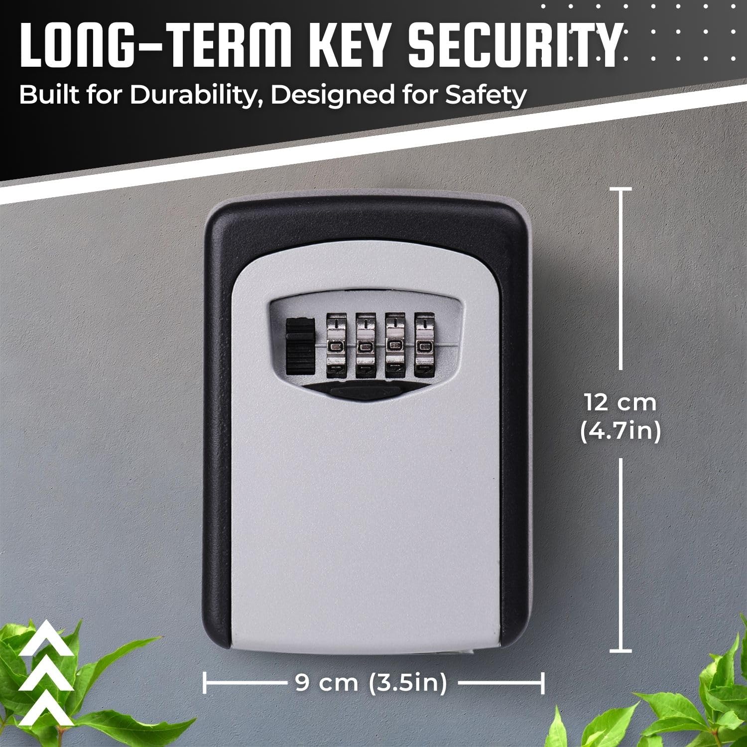 Flexzion Wall Mounted Key Lock Box - 4 Digit Combination Outdoor Key Safe with Weather & Rust Resistant Security for House, Door, Gate - Perfect for Vacation Rentals, Airbnb Hosts, and Property Management