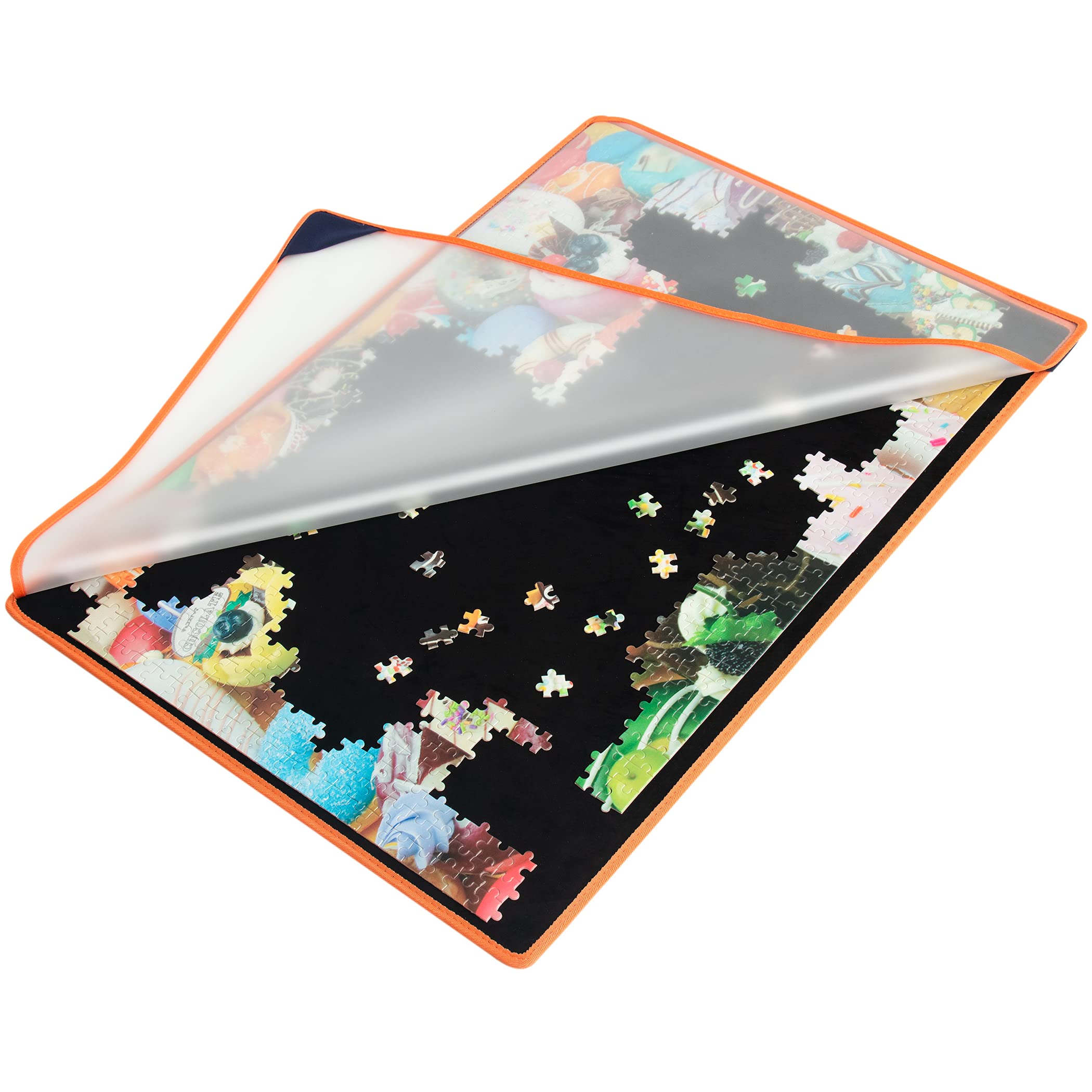 Becko US 1000-Piece Jigsaw Puzzle Board with Dustproof Cover - Portable Puzzle Mat & Storage Solution - Non-Slip Surface for Adults & Kids (Black) - Perfect for Family Game Nights, Travel & Home Organization