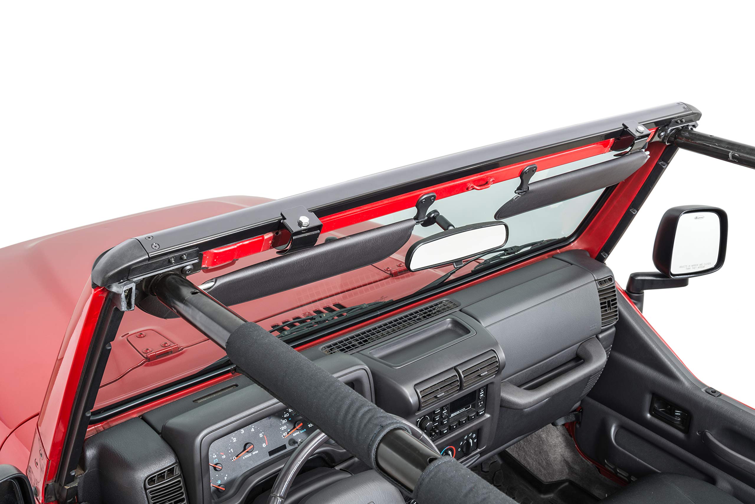 MasterTop No Drill Windshield Header for 1997-2006 Jeep TJ Wrangler - Easy Summer Soft Top Installation | Universal Fit for All Brand Soft Tops | Perfect for Off-Roading, Beach Trips & Summer Adventures (Part #14700201)