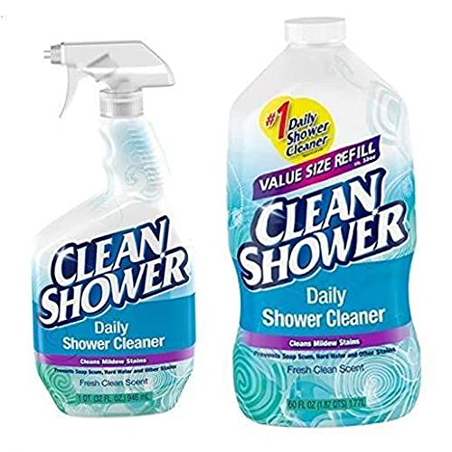 Daily Shower Starter Kit Refill Bundle - 1 Spray Bottle + 4 Refill Packs for Easy Bathroom Cleaning | Essential Shower Cleaning Supplies for Home & Bathroom Maintenance