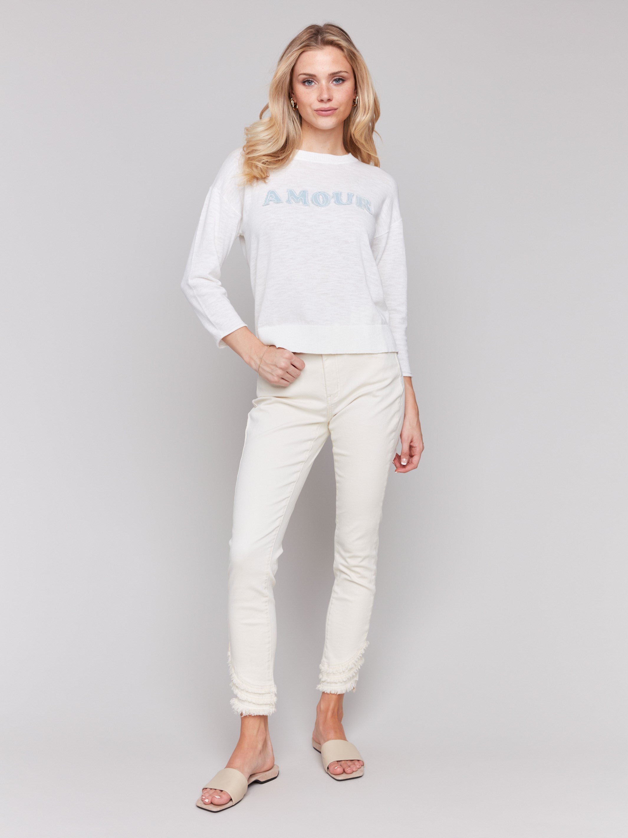 Stylish Denim Patch Cotton Sweater for Women - Trendy Casual Pullover with Unique Design - Perfect for Fall Layering, Weekend Outfits & Cozy Coffee Dates