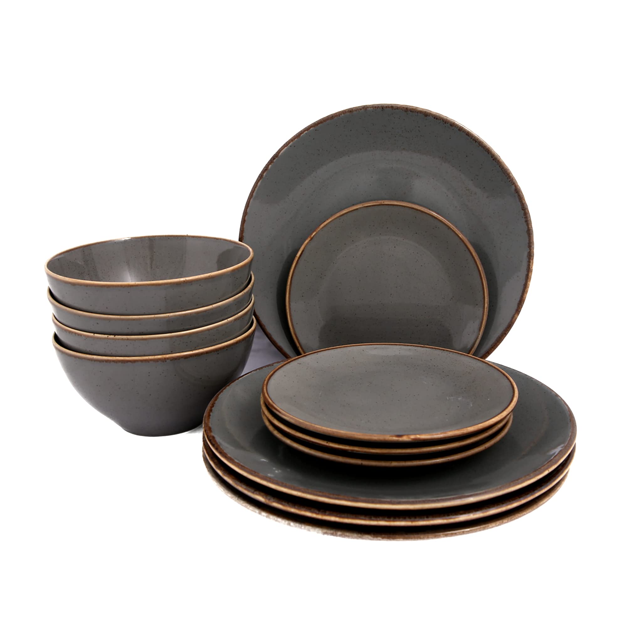 Premium 12-Piece Porcelain Dinner Set - 4 Dinner Plates (10.22