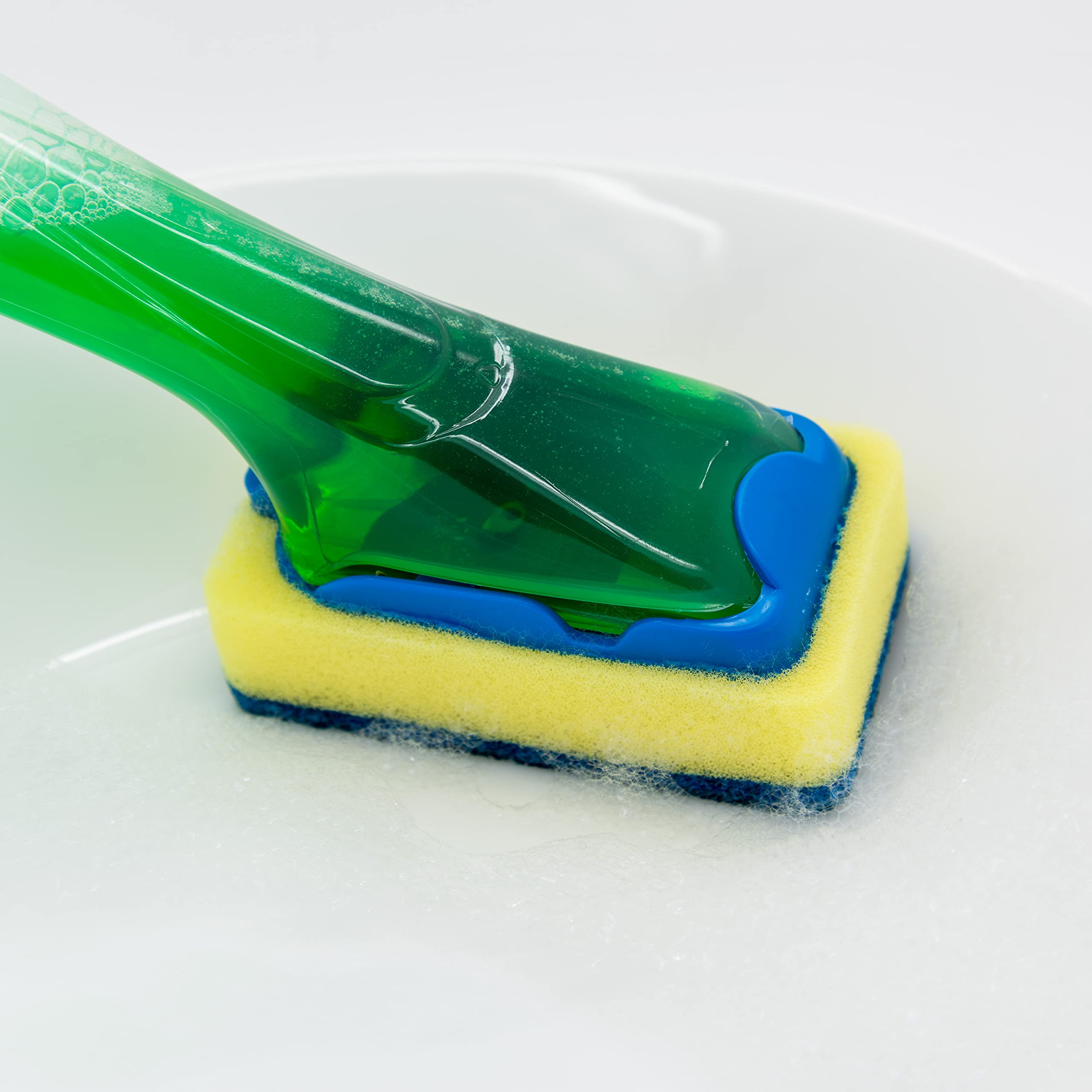 Spontex Refillable Dishwashing Brush with Handle - Durable Dish Mop for Kitchen Cleaning - Blue (Perfect for Pots, Pans & Hard-to-Reach Areas)