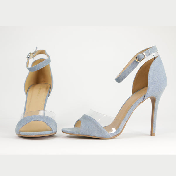 Audora Women's Light Blue & Clear High Heel Sandals - Comfortable Summer Party Shoes for Weddings, Beach Vacations & Night Out