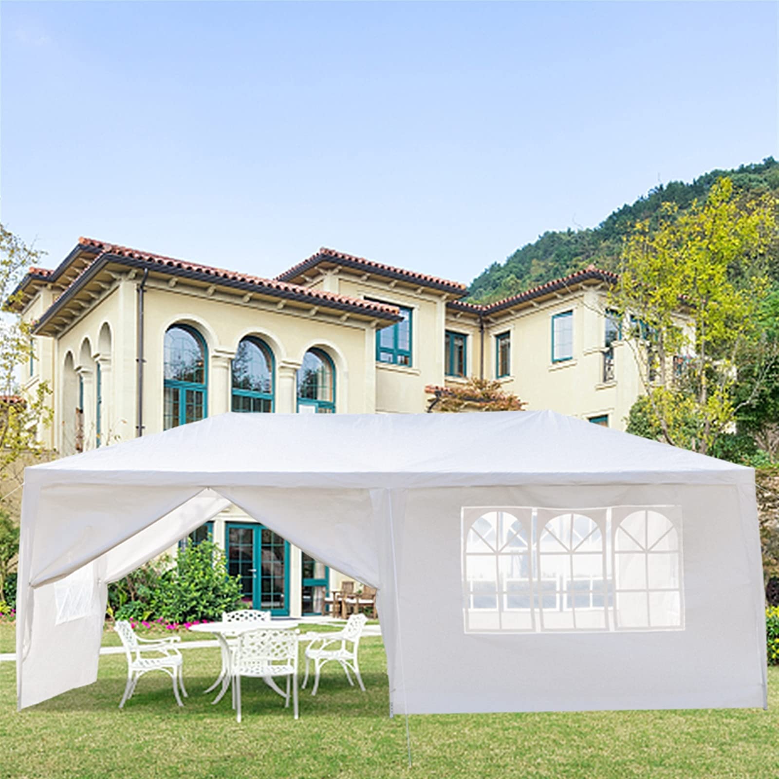 10'x20' Heavy Duty Waterproof Outdoor Party Tent - White Canopy with 6 Removable Sidewalls for Weddings, Events & Backyard Gatherings | Perfect for Garden Parties, BBQ, Picnics & Outdoor Celebrations