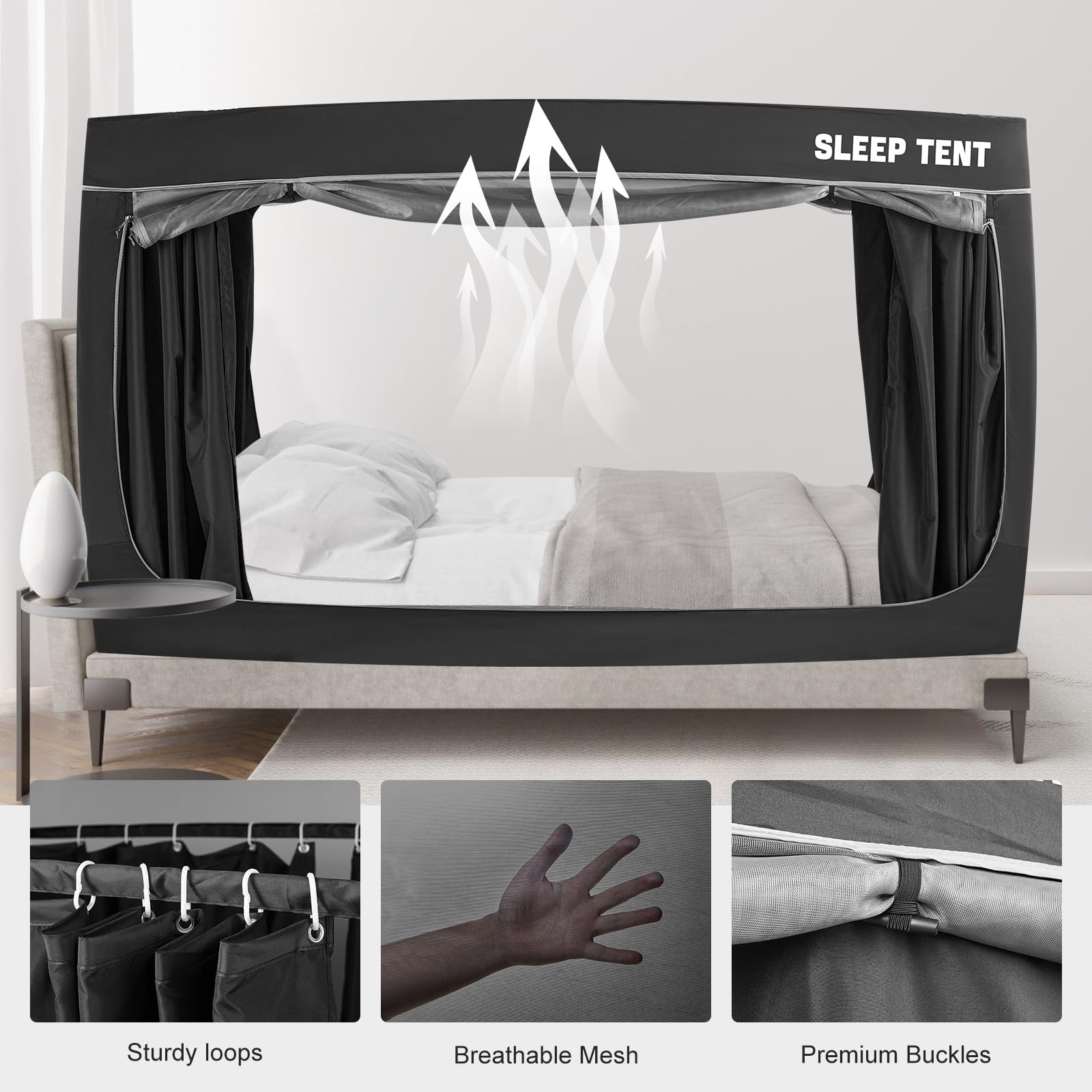 Dream Tents Bed Canopy for Kids & Adults - Blackout Privacy Indoor Bed Tent with Breathable Fabric, Twin Size (Mattress Not Included) | Perfect for Camping, Sleepovers & Privacy at Home