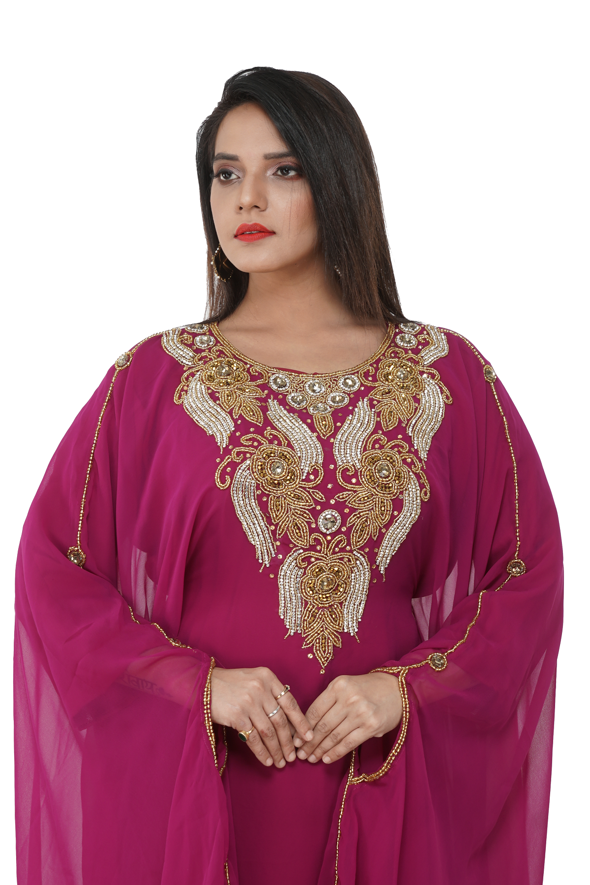 Handmade Arabian Kaftan Dress for Women - Elegant Embroidered Maxi Dress for Parties, Weddings & Special Occasions