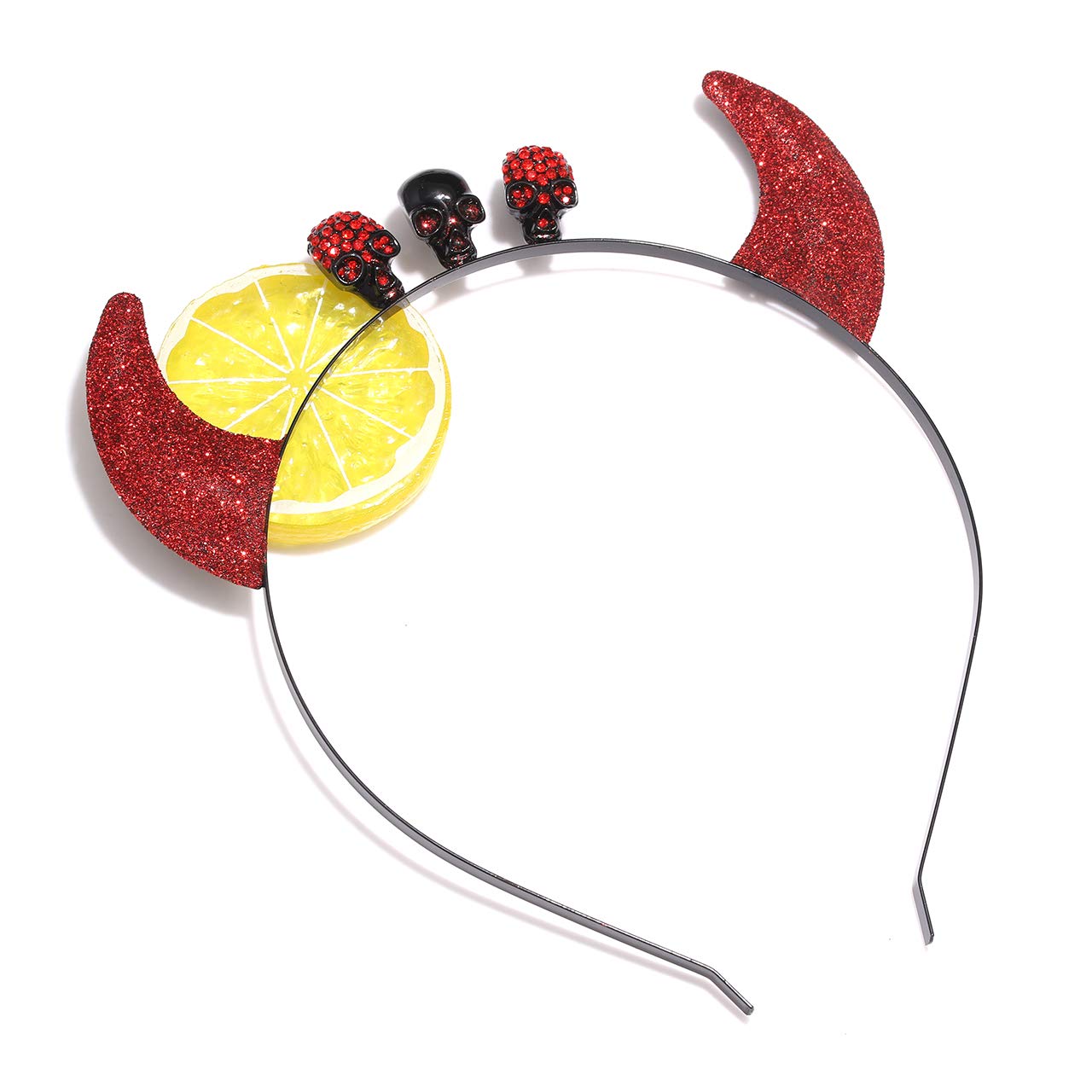 METOBAR Glitter Devil Horns Headband - Sequin Rhinestone Halloween Headbands for Women & Kids - Fancy Costume Party Accessory for Halloween, Cosplay, and Festive Events
