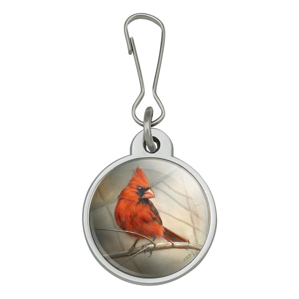 Cardinal Red Bird on Tree Branch Zipper Pull Charm - Decorative Accessory for Jackets, Handbags, Purses, Luggage & Backpacks | Perfect for Travel, School & Everyday Use