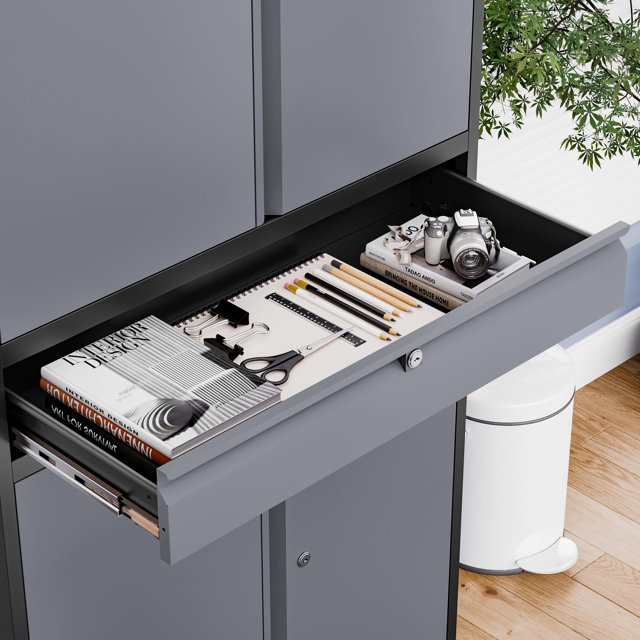 Heavy Duty Metal Storage Cabinet with Drawer - Locking Garage Cabinet with Adjustable Shelves for Home, Office & Warehouse Organization - Perfect for Tools, Supplies & Equipment Storage