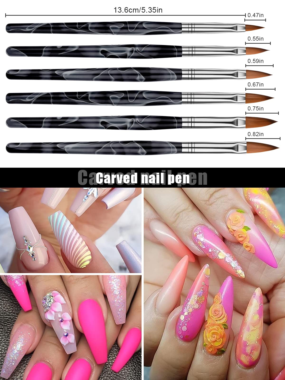 19Pcs Acrylic Nail Brush Set for Professional Nail Art - Includes 7 Gel Polish Brushes, 6 Design Brushes & 5 Dotting Pens - Perfect for Salon, Home Manicures & Nail Art Designs