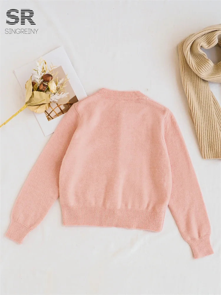 Cherry Beading Design Sweater for Women - Elegant Knit Pullover with Floral Embroidery - Perfect for Casual Outings, Office Wear & Date Nights